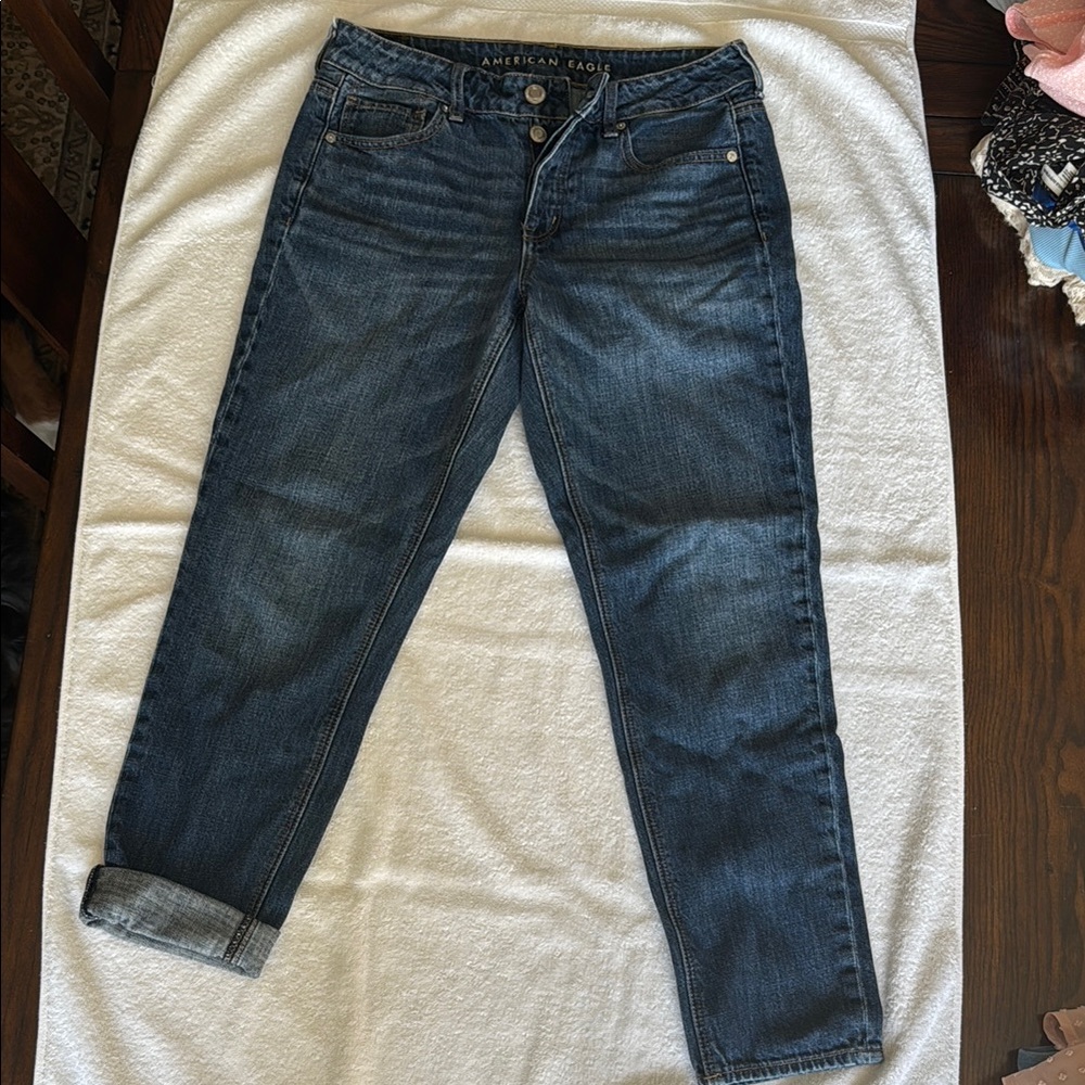 American Eagle Outfitters Women's Dark Blue Ankle Jeans